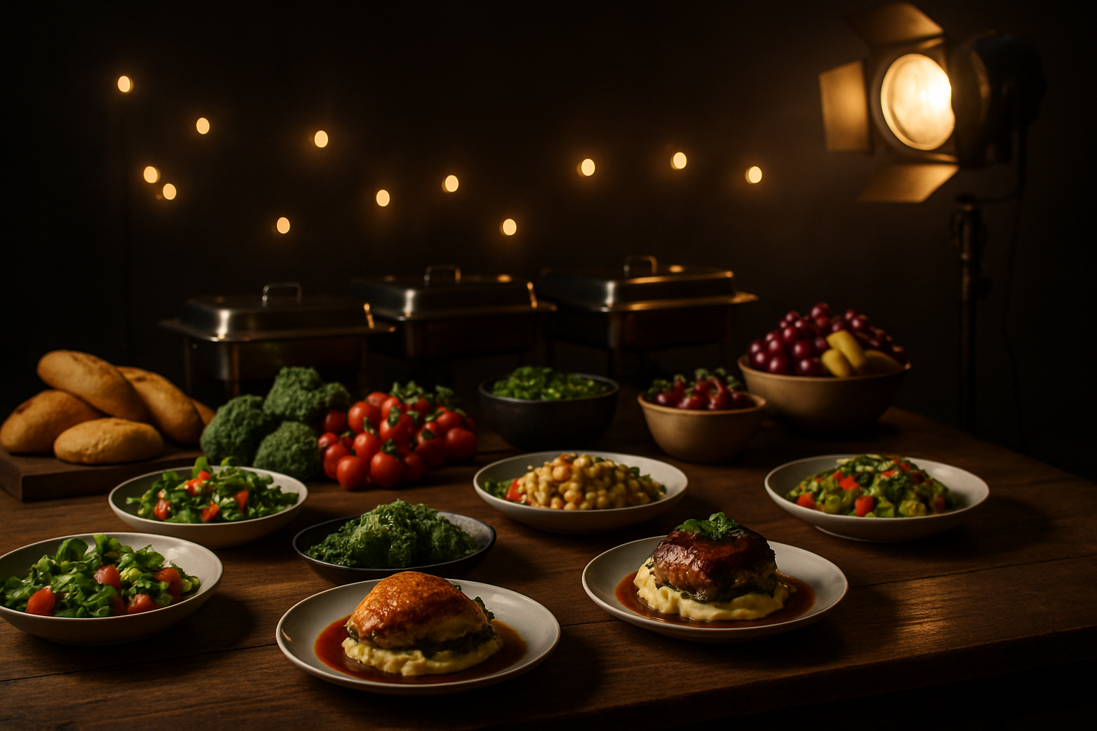 An elegant on-set catering spread